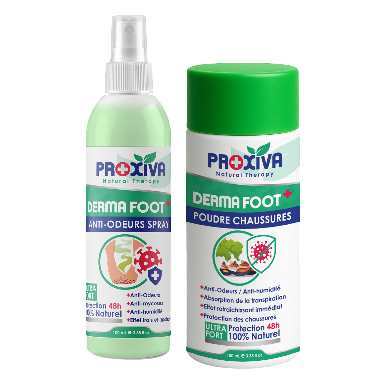 DERMA FOOT+ - Poudre Chaussures et Spray Anti-Odeurs Pieds 48h